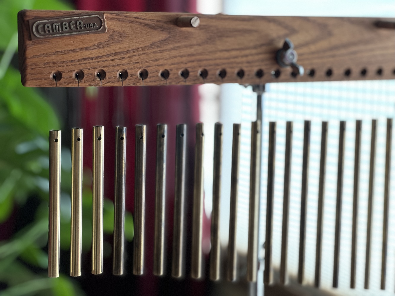 New wind chimes cut from stock brass tubing